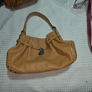 TOD'S TAN PLEATED  LEATHER BELT HOBO SHOULDER BAG